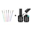 Beetles Gel Polish Nail Art Brushes, 6 Pcs Fingernail Art Design Pens with 2 Pcs 15ml No Wipe Gel Top Coat and Base Coat Set - Shine Finish and Long Lasting, Soak Off view 1