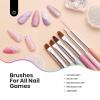 Beetles Gel Polish Nail Art Brushes, 6 Pcs Fingernail Art Design Pens with 2 Pcs 15ml No Wipe Gel Top Coat and Base Coat Set - Shine Finish and Long Lasting, Soak Off view 4