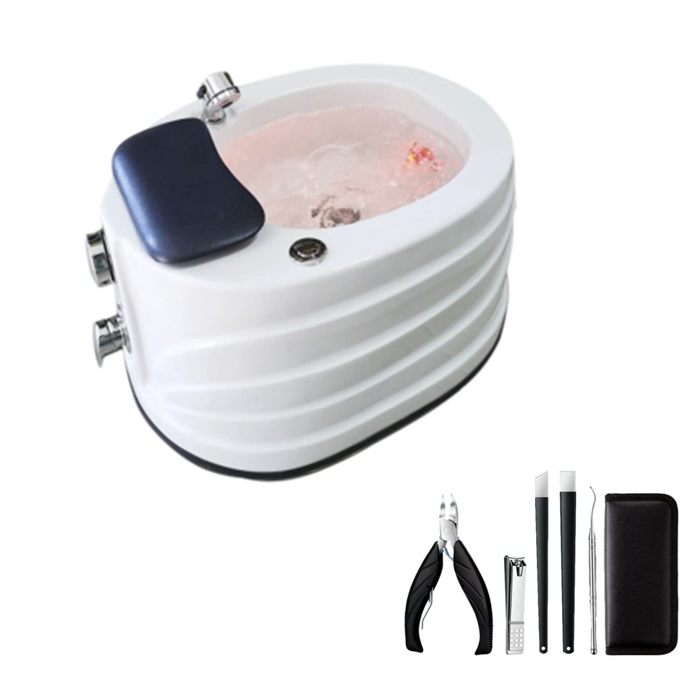 WYOERN Massage Foot Bath Pedicure Bowl Feet Soaking Tub Pedicure Kit Foot Spa with Pedicure Foot Rest Acrylic Foot Bath Foot Basin Foot Chair Spa Massage Foot Bath Barrel (Size : Bath+Pedicure)