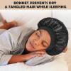 ZHENSILK 2Pcs Silk Bonnet for Sleeping, Satin Hair Bonnets, Soft Elastic Band Silk Sleep Cap, Hair Wrap for Women(Black Peacock Blue) view 2