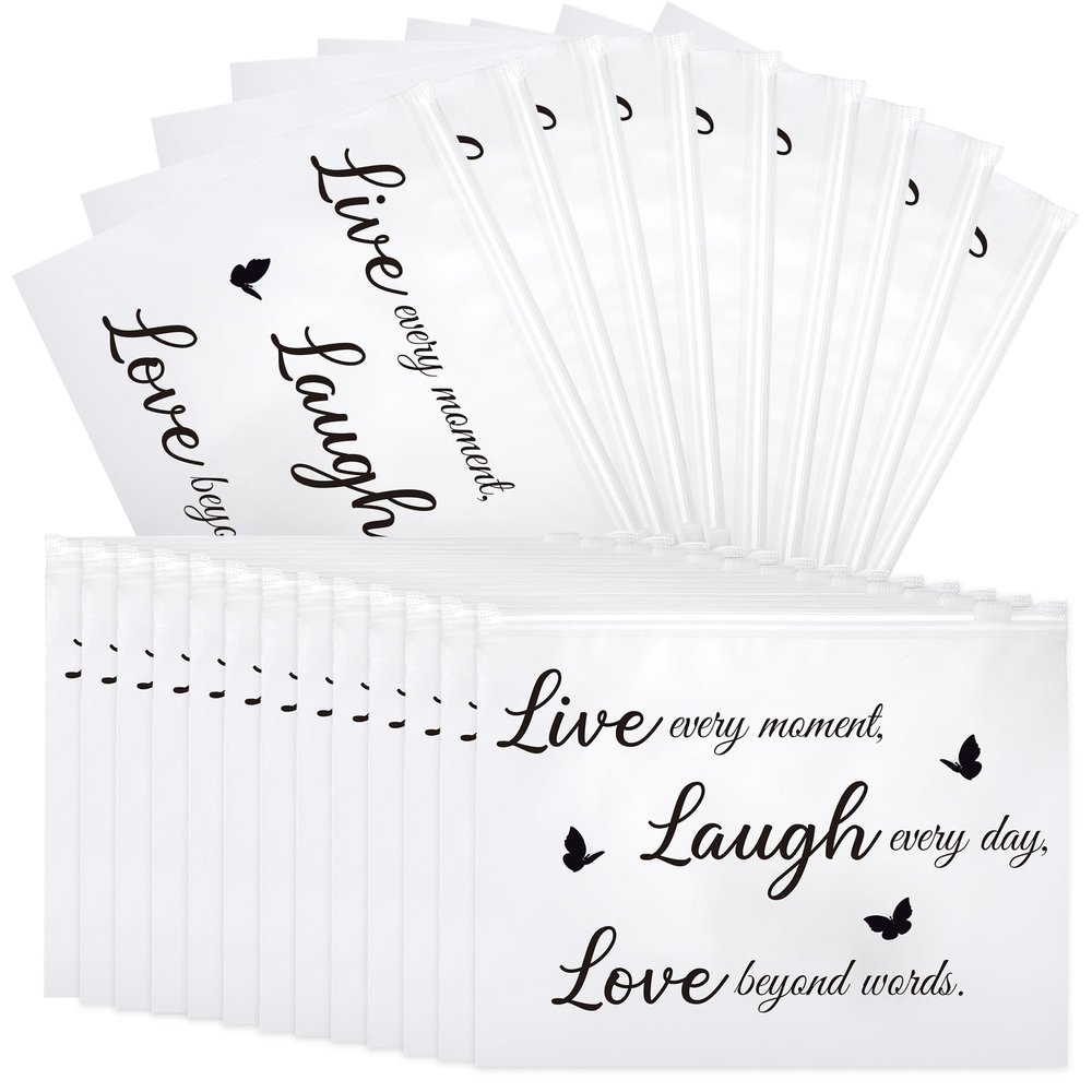 100 Pcs Inspirational Gifts for Girls Women Travel Cheer Makeup Bag Bulk Loved Quotes Cosmetic Bags with Zipper Thank You Encouragement Birthday Gift Bag for Nurse Teacher Friend (Minimalist)