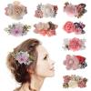 9Pcs Flower Hair Clips Artificial Rose Hair Barrettes Floral Wedding Beach Party Decor Hair Accessories for Women Girls view 1