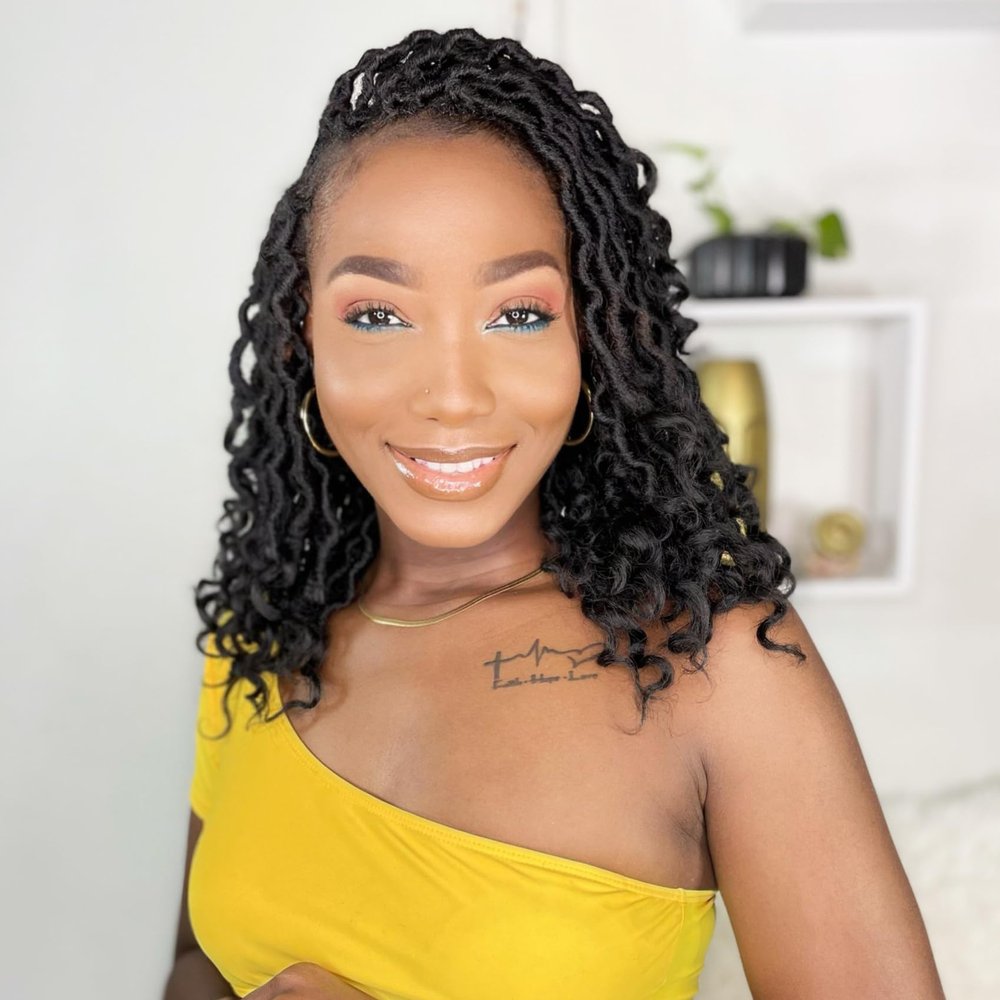 Karida Goddess Locs Crochet Hair 10 Inch, 8 Packs Upgraded Crochet Hair for Black Women, Pre Looped Crochet Faux Locs With Curly Ends (10 Inch (Pack of 8), 1#)