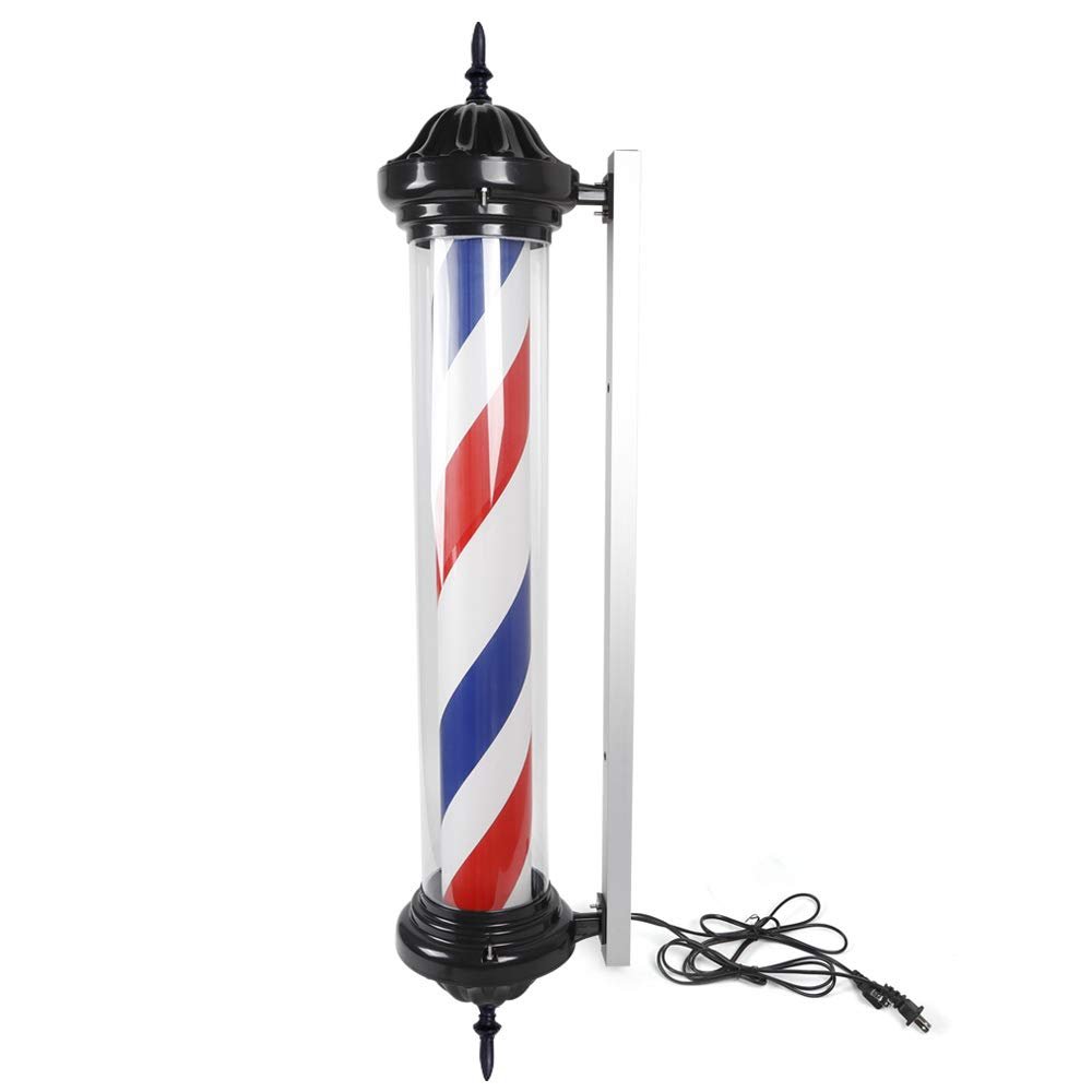 41" Barber Pole LED Light Rome Style, Hair Salon Barber Shop Open Sign, Rotating Red White Blue LED Strips AC110V