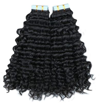 14inch Deep Curly Tape Ins Kinky Curly Tape In Hair Extensions Human Hair Black Women 40pcs 100g/Bundle 1Bundle Kinky Tape In Hair Extension Silky-Smooth Invisible Skin Weft Full Head