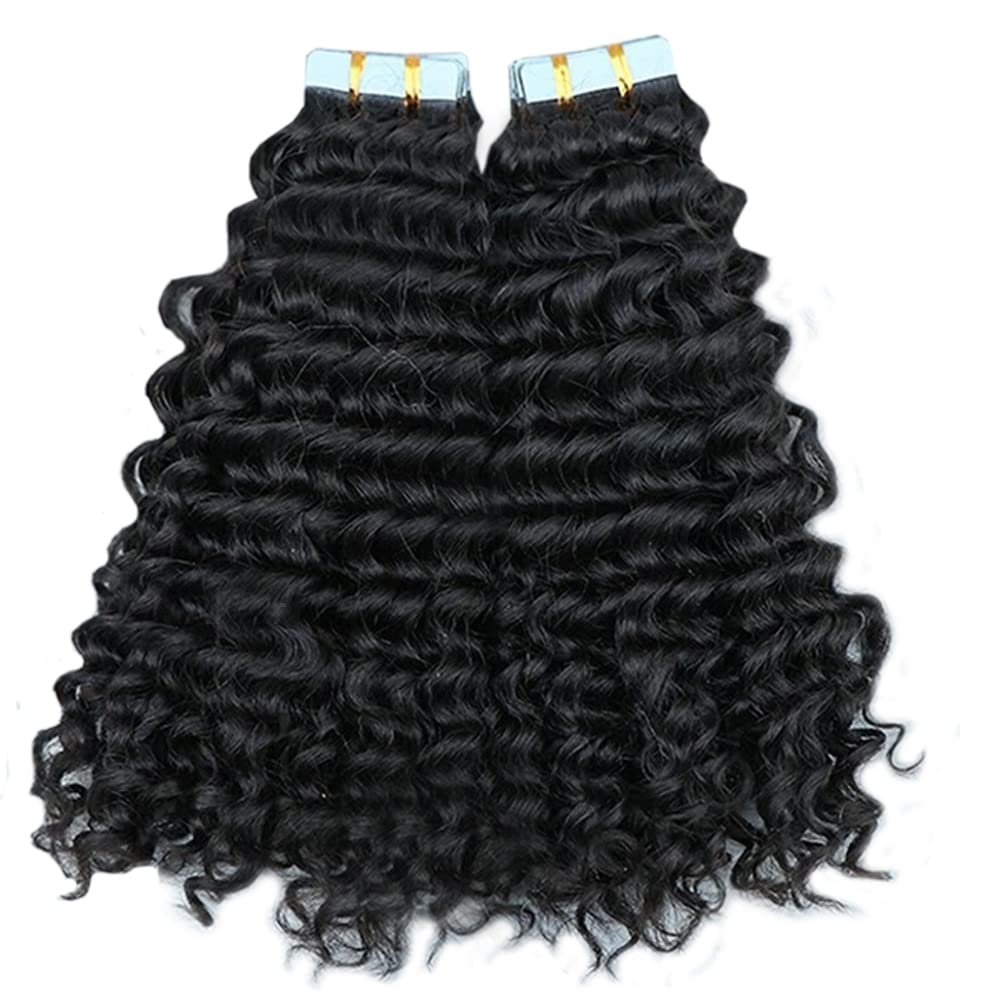14inch Deep Curly Tape Ins Kinky Curly Tape In Hair Extensions Human Hair Black Women 40pcs 100g/Bundle 1Bundle Kinky Tape In Hair Extension Silky-Smooth Invisible Skin Weft Full Head