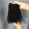 14inch Deep Curly Tape Ins Kinky Curly Tape In Hair Extensions Human Hair Black Women 40pcs 100g/Bundle 1Bundle Kinky Tape In Hair Extension Silky-Smooth Invisible Skin Weft Full Head view 3