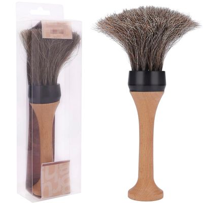 Neck Duster Brush, Barber&Salon Brush to Remove Loose Hair from Neckline and Ears After Haircut, Professional and Home Use, Soft Horse Hair Bristles, Wooden handle