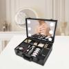 Gdrasuya10 Makeup Travel Train Case with LED Lighted Mirror Cosmetic Storage Organizer Box 3 Adjustable Brightness Makeup Brush Case 9 Partitions Professional Artist Bag with USB Slot(Large) view 2
