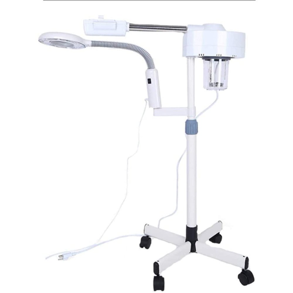 Facial Steamer, Professional 2 in 1 Hot & Cold Facial Steamer with 5X Magnifying Floor LED Lamp, Extract Blackheads for Face, Use in SPA Salon Beauty, Multifunction Skin Care Equipment