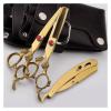 6.0 Inch Golden Hairdressing Tool Set,Scissors,Barber Scissors,Flat Scissors,Bangs Scissors,Tooth Scissors,Thinning Hair Cutting Shears view 4