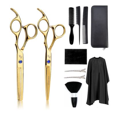 3/10pcs Hair Scissor 6 Inch Barber Hairdressing Cutting Professional Shear Stainless Steel Thinning Scissor Barbershop Salon Set Hair Cutting Shears(Red)