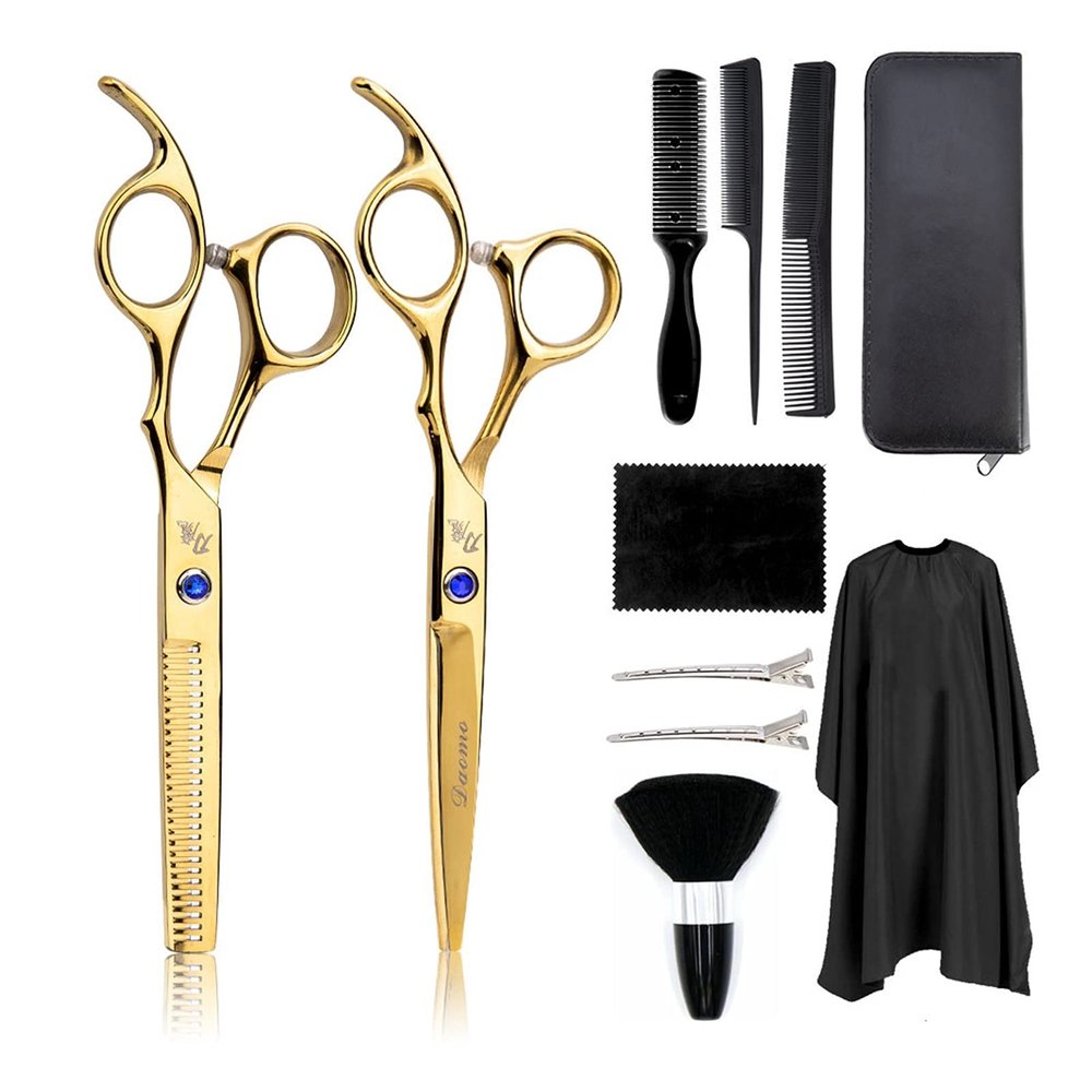 3/10pcs Hair Scissor 6 Inch Barber Hairdressing Cutting Professional Shear Stainless Steel Thinning Scissor Barbershop Salon Set Hair Cutting Shears(Red)