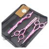 5.5 Inch Pink Leopard Print Hairdressing Scissors JP 440C Barbers Cutting + Thinning + Shaving + Bag Shears Hair Scissors Hair Cutting Shears view 2