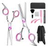 10 Pcs Set Professional 6 '' Hair Scissors with Bag Comb Clip Brush Haircut Thinning Barber Cutting Shears Hairdresser Scissors Hair Cutting Shears(Pink Set) view 4