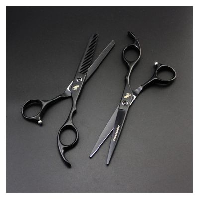 6 Inch Black Salon Hair Cutting Tools Professional Barber Hair Cutting Thinning Scissors Shears Hairdressing Styling Tools Hair Cutting Shears(Set No Bag)