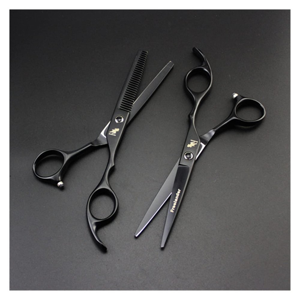 6 Inch Black Salon Hair Cutting Tools Professional Barber Hair Cutting Thinning Scissors Shears Hairdressing Styling Tools Hair Cutting Shears(Set No Bag)