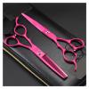 6.0 Inch Rose Red Left-Hand Scissors Professional Hairdressing Scissors Barber Scissors Straight Thin Scissors Hair Cutting Shears(Thinning) view 3