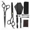 10 Pcs Set Black 6 '' Hair Scissors with Bag Comb Clip Brush Wrap Haircut Thinning Barber Cutting Shears Hairdresser Scissors Hair Cutting Shears view 1