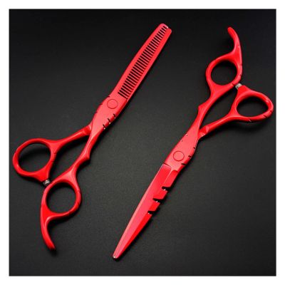 5.5/6 Inch Red Hair Cutting Scissors,Hair Thinning Scissors,Barber Scissors,Hairdressing Scissors Hair Cutting Shears(5.5 Inch Set)