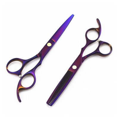 5.5 Inch Or 6 Inch Barber Shop,Hairdressing Scissors,Hair Salon Supplies,Professional Hairdressing Scissors,Flat-Cut Hair Thinning Scissors Hair Cutting Shears(Purple Set)