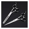 6.0 Inch Slub Handle Hairdressing Scissors,Barber Scissors,Flat Cut,Dental Scissors,Hairdresser Special Haircut Set,Household Haircut Set Hair Cutting Shears view 3