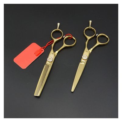 Professional Hair Scissors Set Cutting Scissors thinning Scissors Golden Barber shearswith Bag Comb