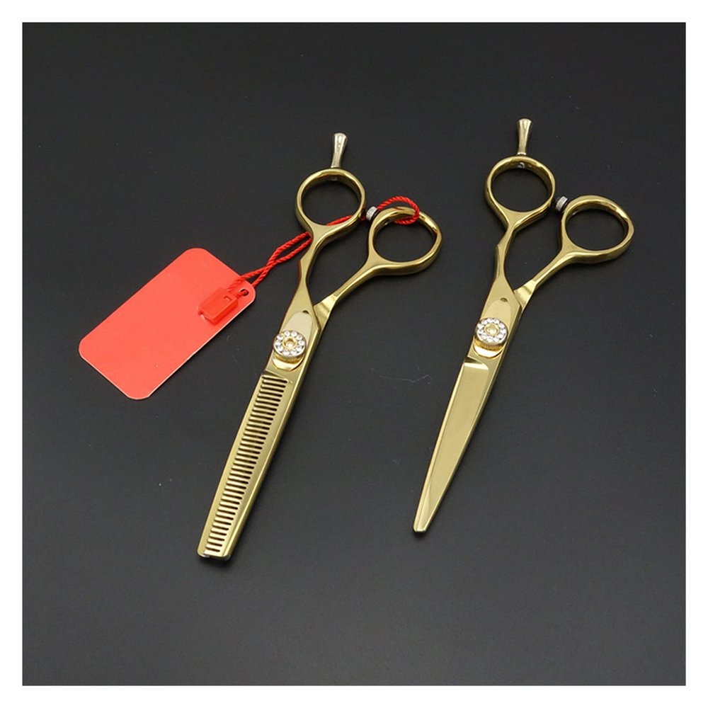 Professional Hair Scissors Set Cutting Scissors thinning Scissors Golden Barber shearswith Bag Comb