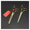 Professional Hair Scissors Set Cutting Scissors thinning Scissors Golden Barber shearswith Bag Comb view 1