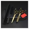 Professional Hair Scissors Set Cutting Scissors thinning Scissors Golden Barber shearswith Bag Comb view 2