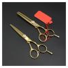 Professional Hair Scissors Set Cutting Scissors thinning Scissors Golden Barber shearswith Bag Comb view 4