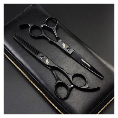 6 Inch Black Salon Hair Cutting Tools Professional Barber Hair Cutting Thinning Scissors Shears Hairdressing Styling Tools Hair Cutting Shears(Set Add Bag)