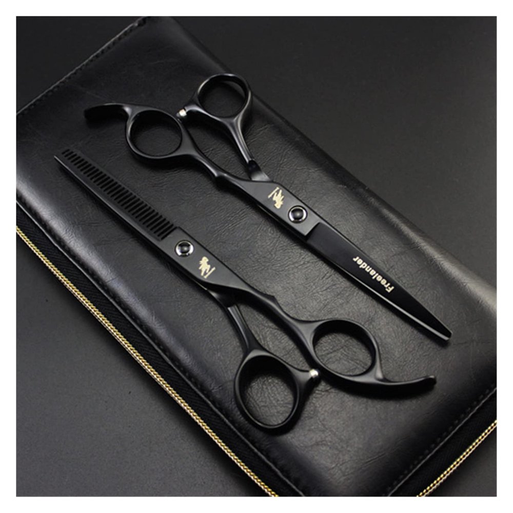 6 Inch Black Salon Hair Cutting Tools Professional Barber Hair Cutting Thinning Scissors Shears Hairdressing Styling Tools Hair Cutting Shears(Set Add Bag)