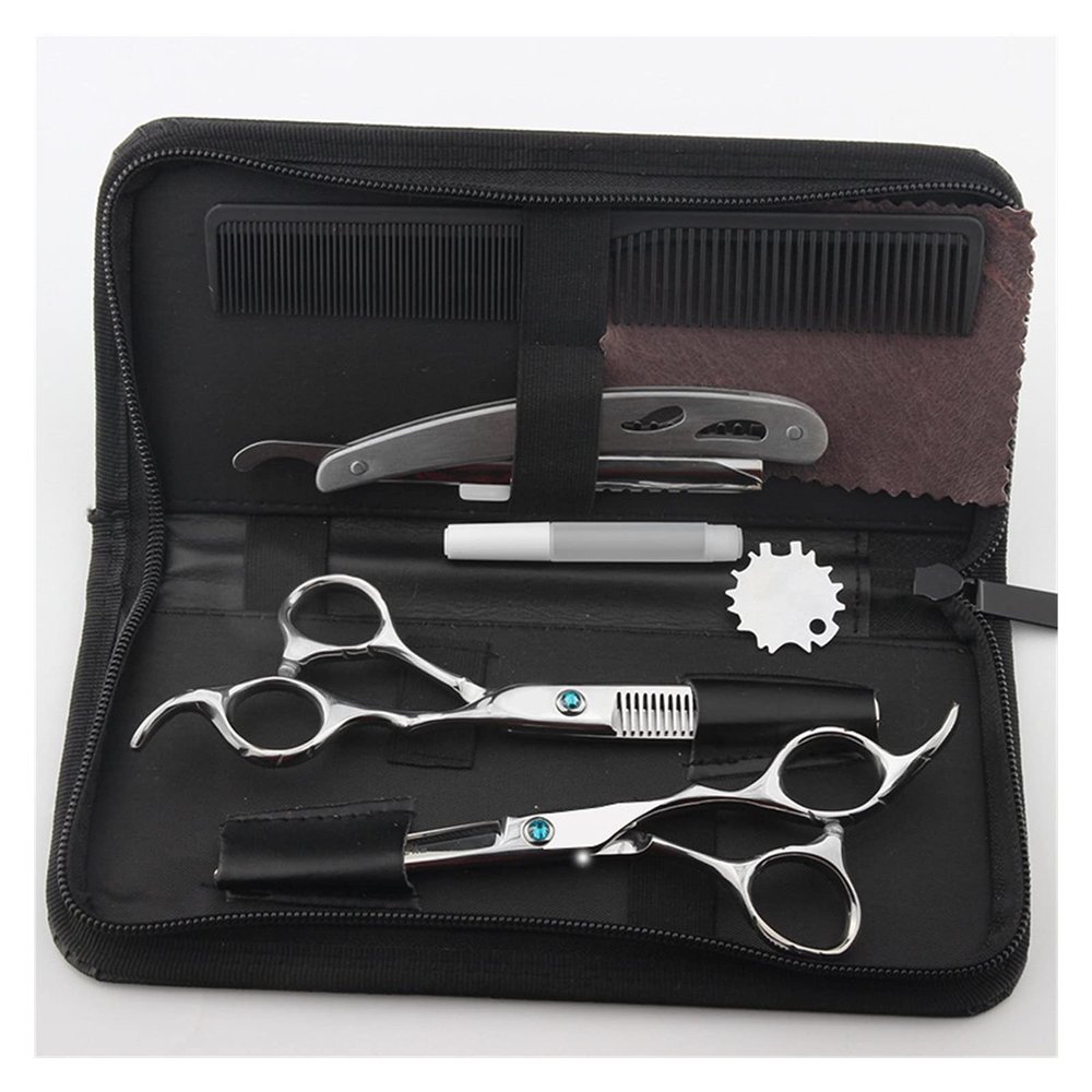6.0 Inch Silver Hairdressing Tool Set,Scissors,Barber Scissors,Flat Scissors,Bangs Scissors,Tooth Scissors,Thinning Scissors Hair Cutting Shears