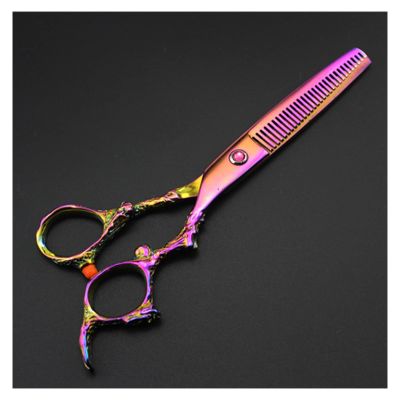 6 Inch Hairdressing Scissors Professional Salon Hairdressing Scissors,Barber Scissors,Colorful Dragon Handle Styling Scissors Hair Cutting Shears(Rainbow Thinning)