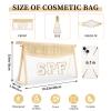 Small Boho Straw Clear Spf Makeup Bags for Women&Girls, Zipper Cosmetic Bag Chenille Varsity Letter Patch Bag, Preppy Cute Toiletry Pouch, Trendy Organizer Storage Bag for Beach Travel Essentials view 2