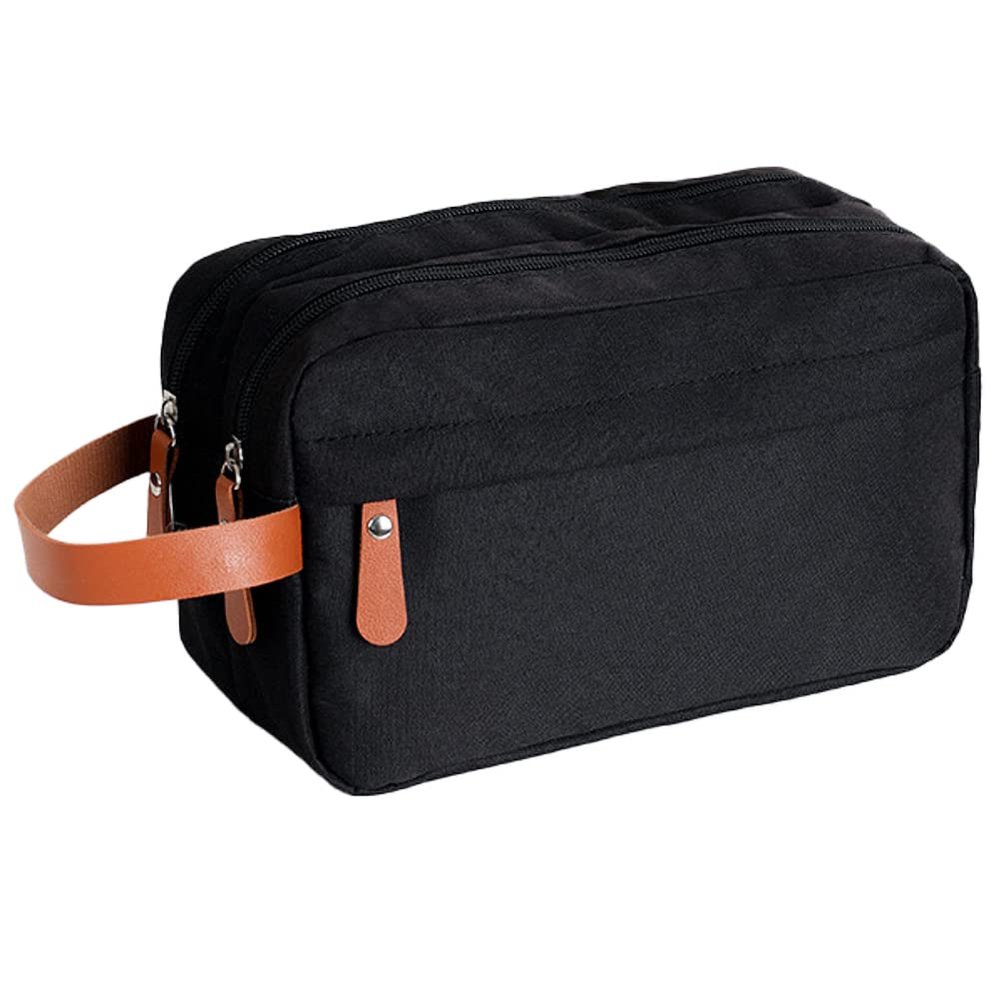 kamumanni Toiletry Bag for Men, 2 Layer Toiletry Bag for Travel, Portable Shaving Bag for Toiletries Accesories, Oxford Cloth, Black