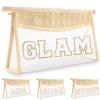 Boho Clear Makeup Letter Patch Makeup Bag GLAM Pouch, Clear Toiletry Bags Travel Small Cute Chenille Letter Cosmetic Zipper Pouch Purse, Transparent PVC Waterproof Make Up Storage for Women Girl(GLAM) view 1
