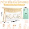 Boho Clear Makeup Letter Patch Makeup Bag GLAM Pouch, Clear Toiletry Bags Travel Small Cute Chenille Letter Cosmetic Zipper Pouch Purse, Transparent PVC Waterproof Make Up Storage for Women Girl(GLAM) view 2