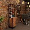 LEADZM Salon Station for Hair Stylist, Wall Mount Barber Stations, Hair Styling Storage Cabinet with 3-Tier Open Shelves,1 Drawer, 1 Cabinet & 3 Hot Tool Holders,Rustic Brown view 2