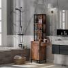 LEADZM Salon Station for Hair Stylist, Wall Mount Barber Stations, Hair Styling Storage Cabinet with 3-Tier Open Shelves,1 Drawer, 1 Cabinet & 3 Hot Tool Holders,Rustic Brown view 4