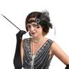 1920S Flapper Feather Headband Beaded Showgirl Headpiece Peacock Feather Elastic Hair Band view 1
