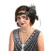 1920S Flapper Feather Headband Beaded Showgirl Headpiece Peacock Feather Elastic Hair Band view 4