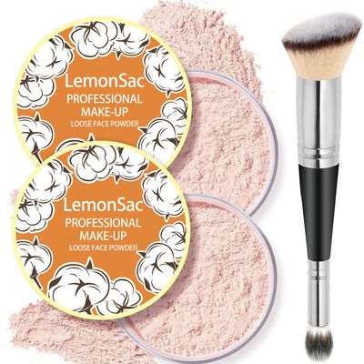 2PCS Loose Face Powder, Oil Control Minimizes Pores and Fine Lines, Loose Baking Face Setting Powder Makeup, Oil Control Soft Focus Effect Make Up, Matte Ultra Flawless Finish,8g (02# Pink Complexion)