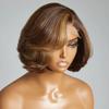 13x6 Body Wave Highlights 4T27 Short Bob Human Hair Wig HD Transparent Lace Front Wig Brazilian Hair honey blonde 4/27 Color 150% Density Short wig Wave Pre Plucked With Baby Hair Women view 1