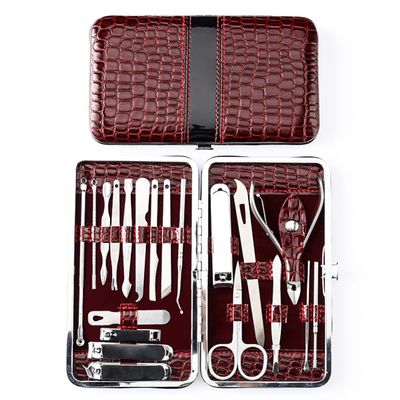 19 Pieces Manicure Set Professional Nail Clippers kit Stainless Steel Manicure kit Nail Care Tools with Luxurious Leather case