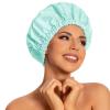 Reusable Shower Cap for Women, Large Waterproof Shower Essentials Bonnet Washable Elastic Band Bath Hair Wrap Hat for Long Hair, Braids(Mint Green) view 1