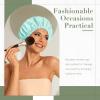 Reusable Shower Cap for Women, Large Waterproof Shower Essentials Bonnet Washable Elastic Band Bath Hair Wrap Hat for Long Hair, Braids(Mint Green) view 2
