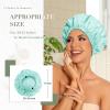 Reusable Shower Cap for Women, Large Waterproof Shower Essentials Bonnet Washable Elastic Band Bath Hair Wrap Hat for Long Hair, Braids(Mint Green) view 3