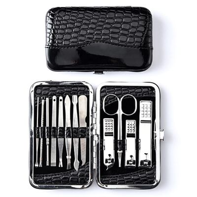 12 Pieces Manicure Set Professional Nail Clippers kit Stainless Steel Manicure kit Nail Care Tools with Luxurious Leather case